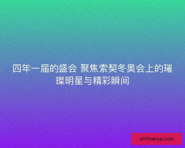 四年一届的盛会 聚焦索契冬奥会上的璀璨明星与精彩瞬间